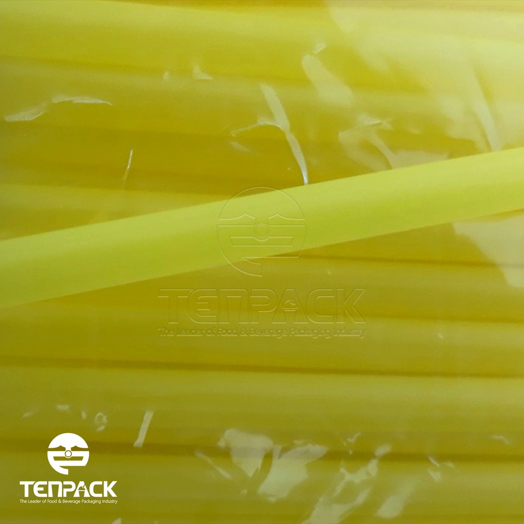 100 Ống hút nhựa thẳng trơn vàng pi5x20cmx100c