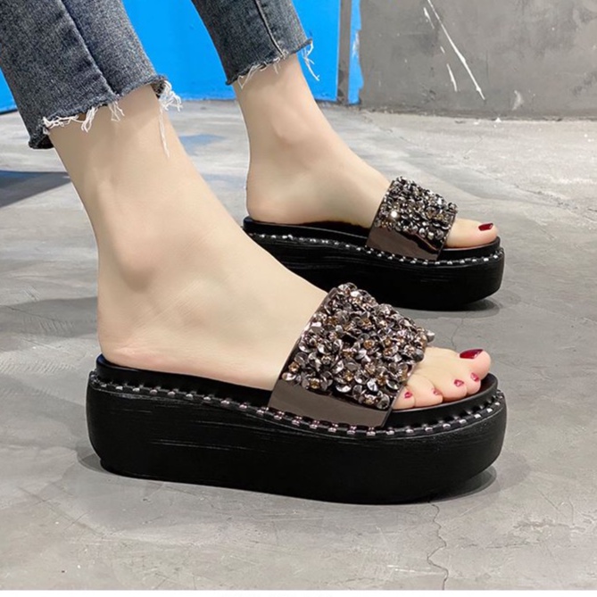 Dép Nữ Đế Xuồng Cao Gót Quai Ngang 6Cm