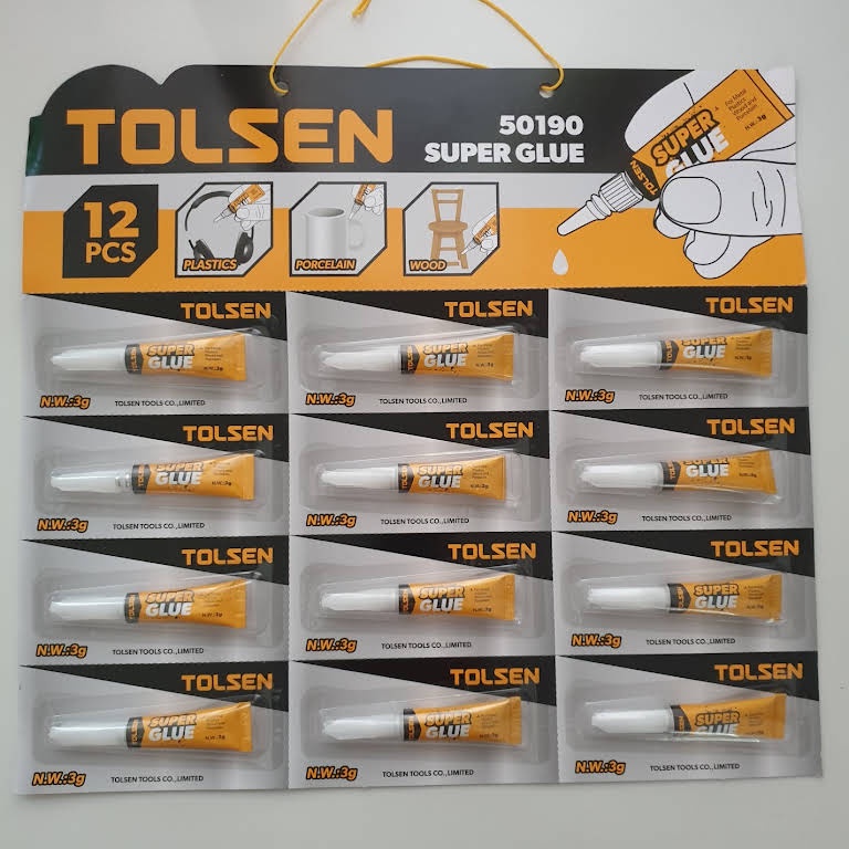 1 Tuýp keo siêu dính Tolsen 50190 | Keo Dán Đa Năng Dán Tất Cả Vật Liệu Bằng Gỗ, Vải, Gốm Sứ, Nhựa An Toàn Với Da Tay