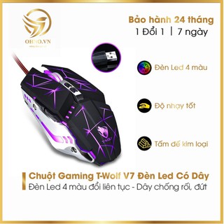 Chuột Máy Tính Có Dây Chuột Gaming T-Wolf V7 Chơi Game Nhạy LED