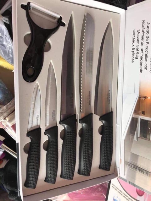 BỘ DAO 6 món KITCHEN KNIFE CAO CẤP KÈM DỤNG CỤ NẠO