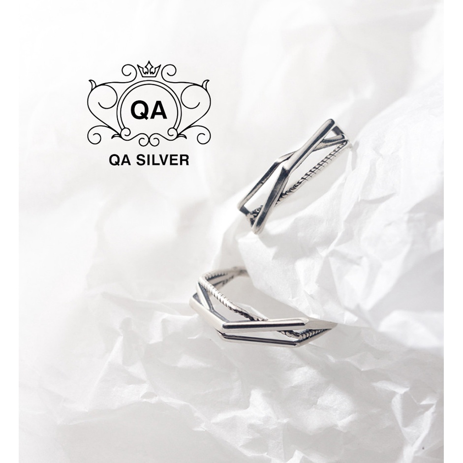 Nhẫn bạc thái tầng layer nam nữ hình học S925 RETRO Silver Ring QA SILVER RI200601