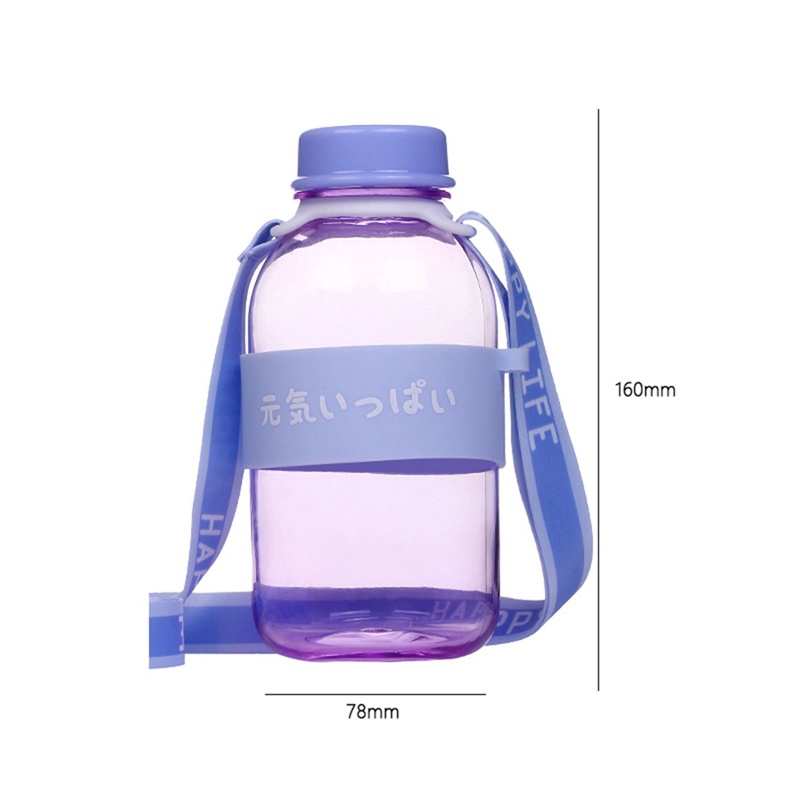 Bình Nước Nhựa Trong Suốt 550ml Kèm Dây Đeo Bằng Nhựa