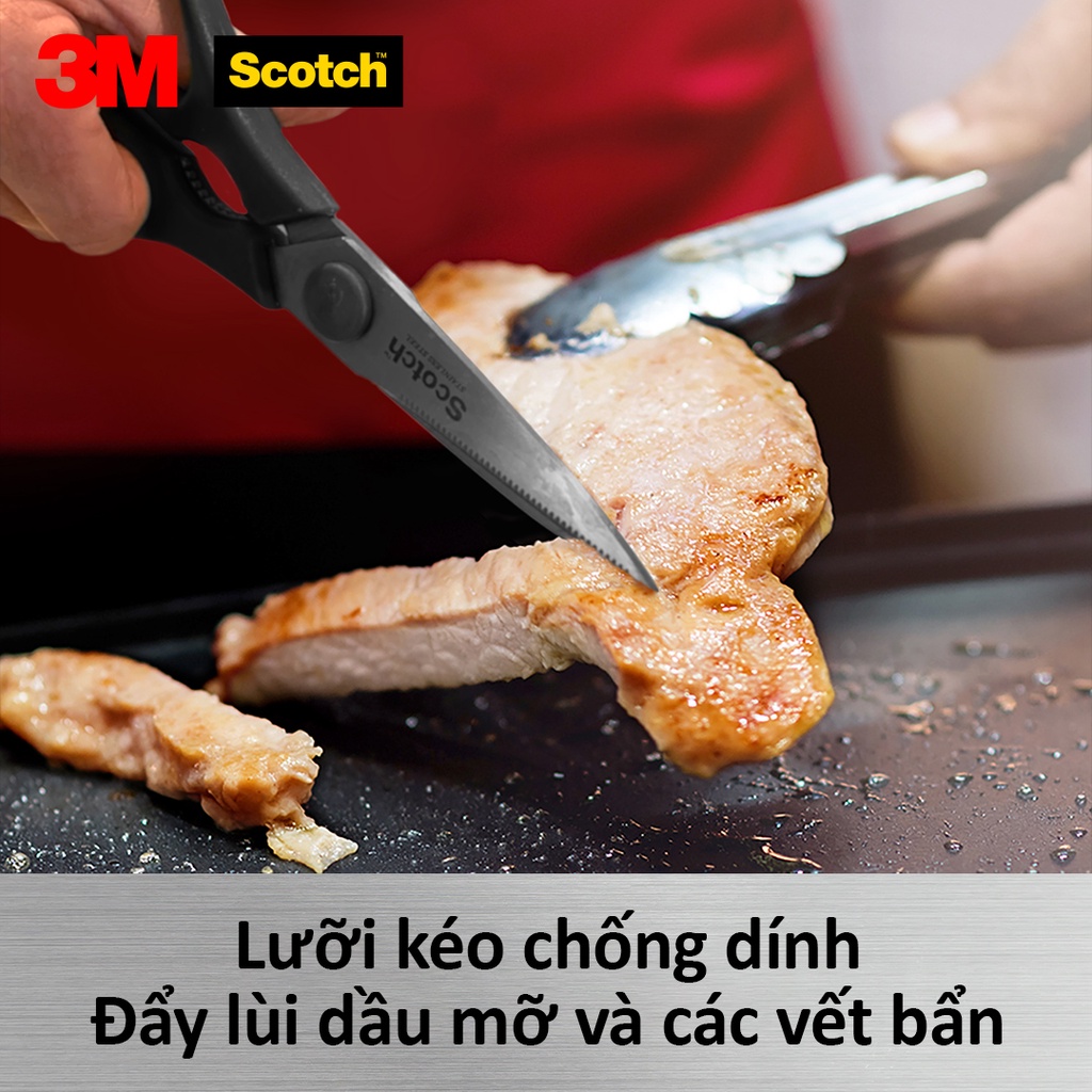 Kéo nhà bếp Scotch 3M không thể tháo rời, chống gỉ sét, kháng khuẩn, Black HKS38 / Green KS-AB