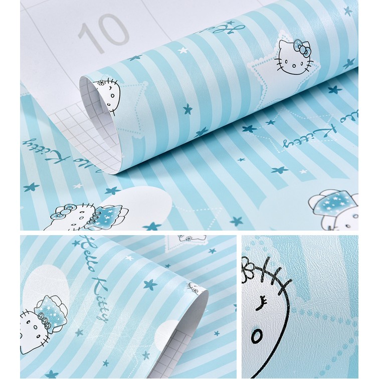 Decal giấy dán tường kitty xanh - khổ rộng 45cm | BigBuy360 - bigbuy360.vn