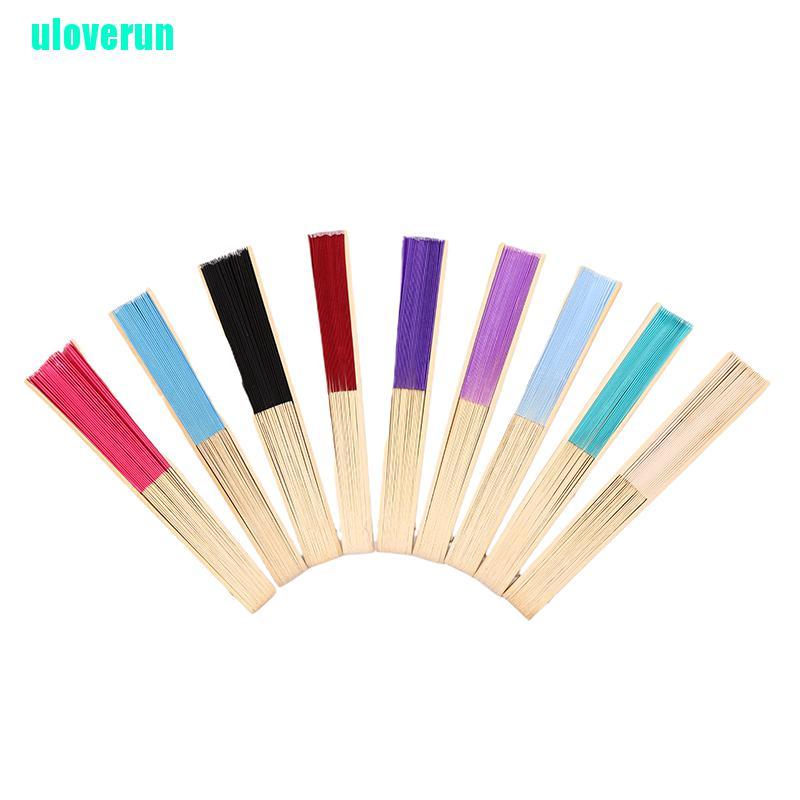 Quạt Xếp Cầm Tay Bằng Tre Lụa In Họa Tiết Kiểu Trung Hoa Cổ Điển