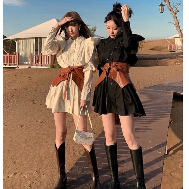 Set Go Moon Young áo sơmi form dài+ thắt lưng da hot trong phim “It’s okay to not be okay”