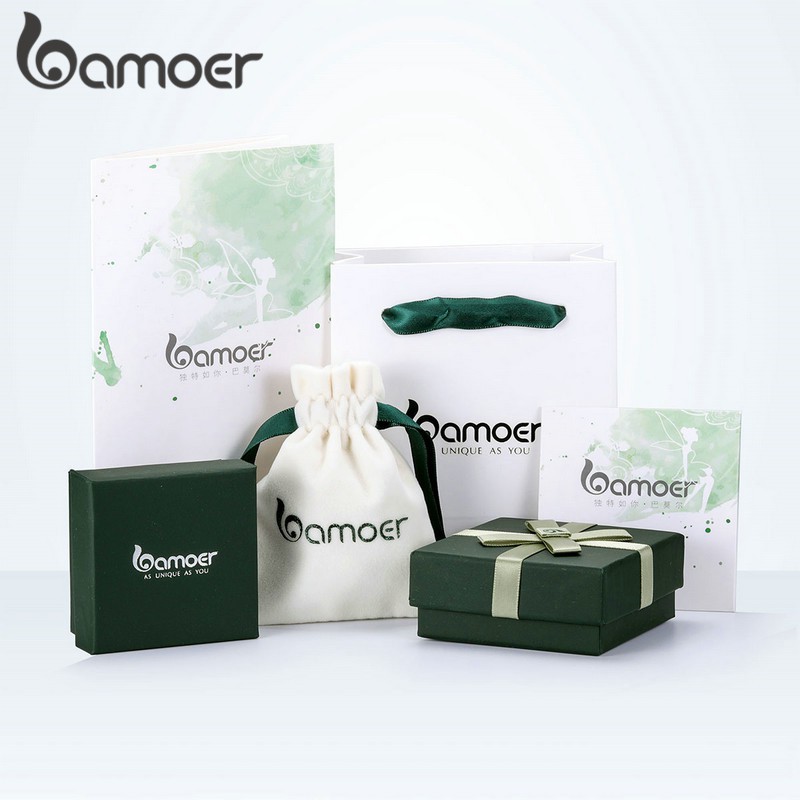 Bộ bao bì bamoer gồm túi nhung + hộp đựng trang sức + vải lau bạc + túi quà đóng gói trang sức