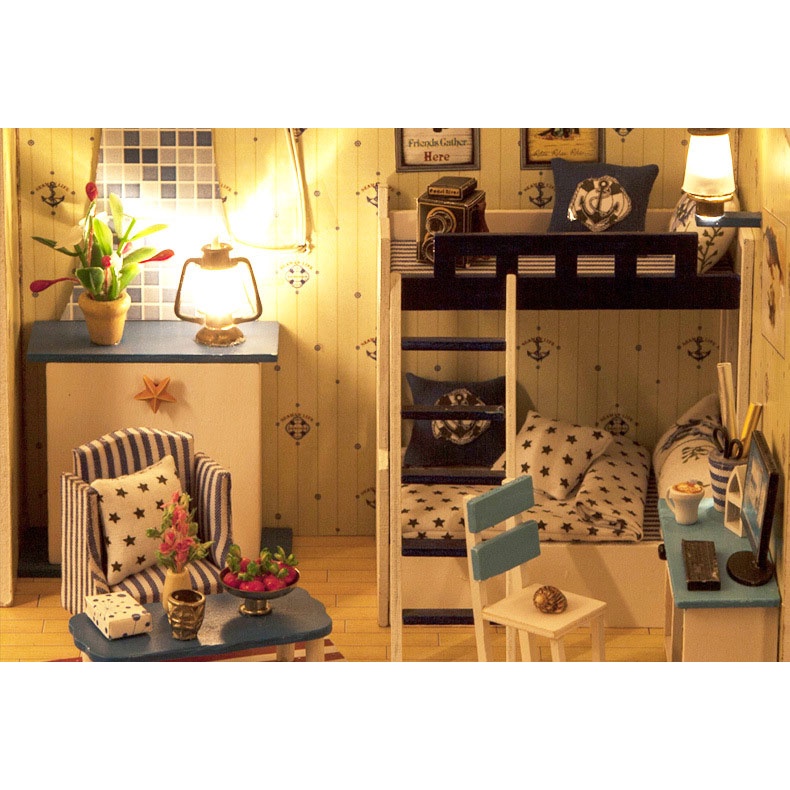 (Hàng Sẳn TP.HCM giao ngay) Bộ lắp ghép DIY - Hello Kitty, Pink heart Girl, Sweet Home, Blue Sky (Kèm Keo+Mica Che Bụi)