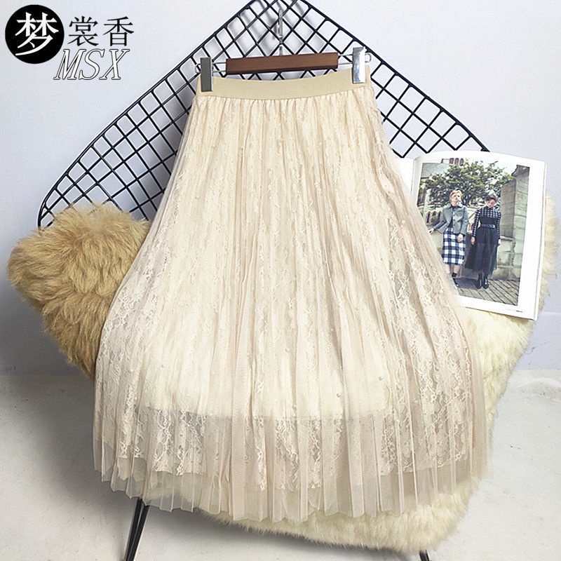Chân váy lưới ren 3 lớp đính hạt cao cấp VAY156