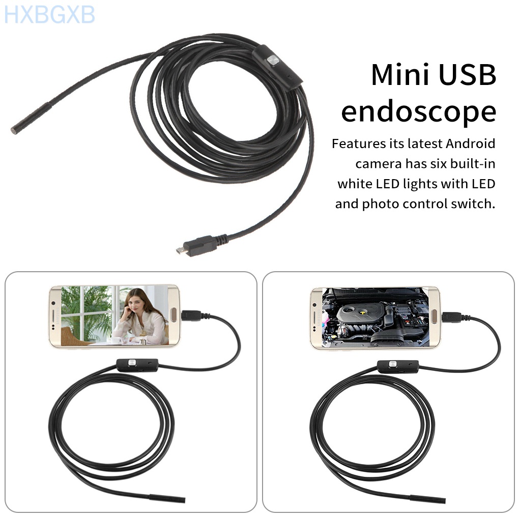 HXBG Endoscope Camera Phone USB Inspection Camera Computer IP67 Waterproof 5.5mm LED Endoscope, 1m