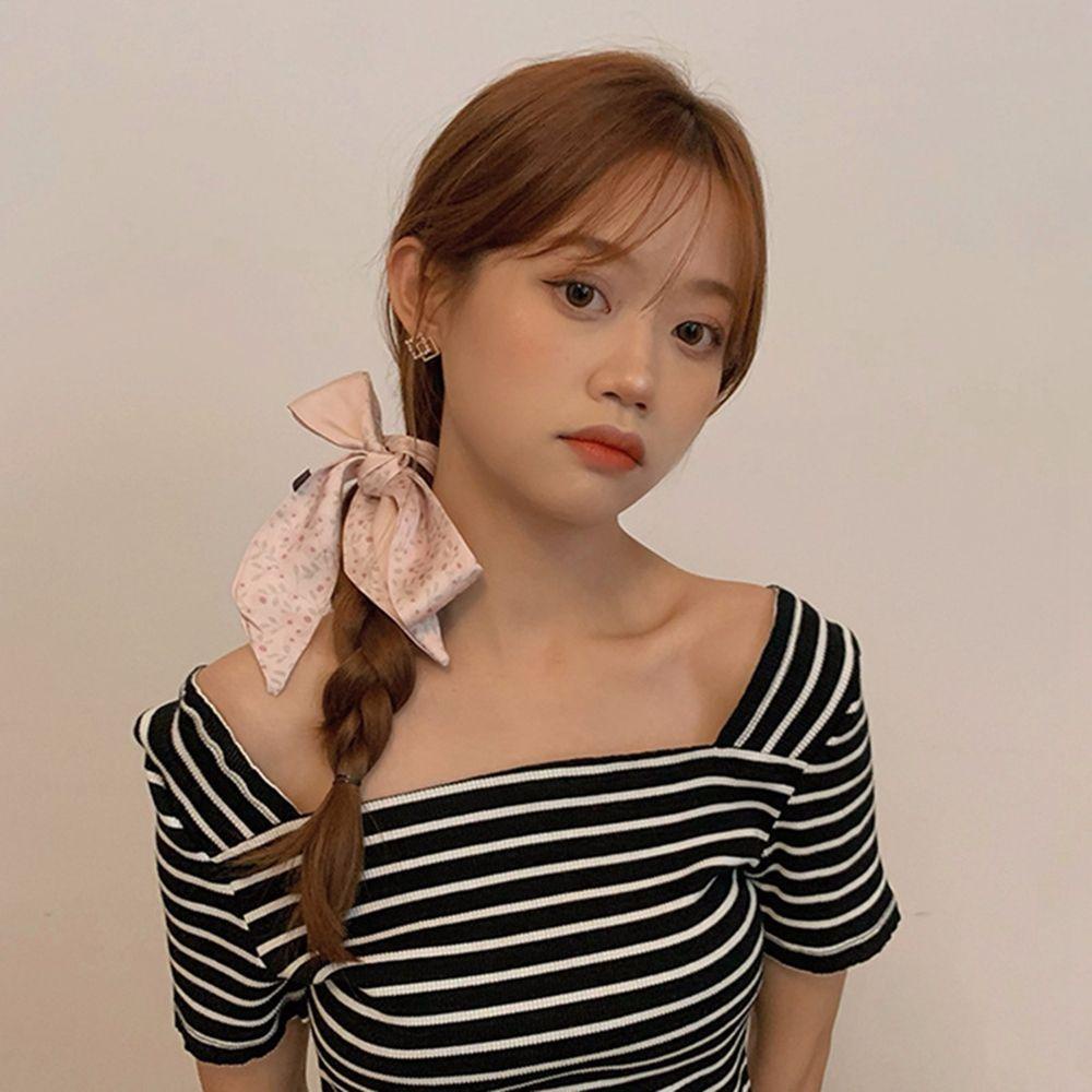 Dây Buộc Tóc Lụa Họa Tiết Hoa / Trái Cây Phong Cách Hàn Quốc Thanh Lịch Cho Nữ