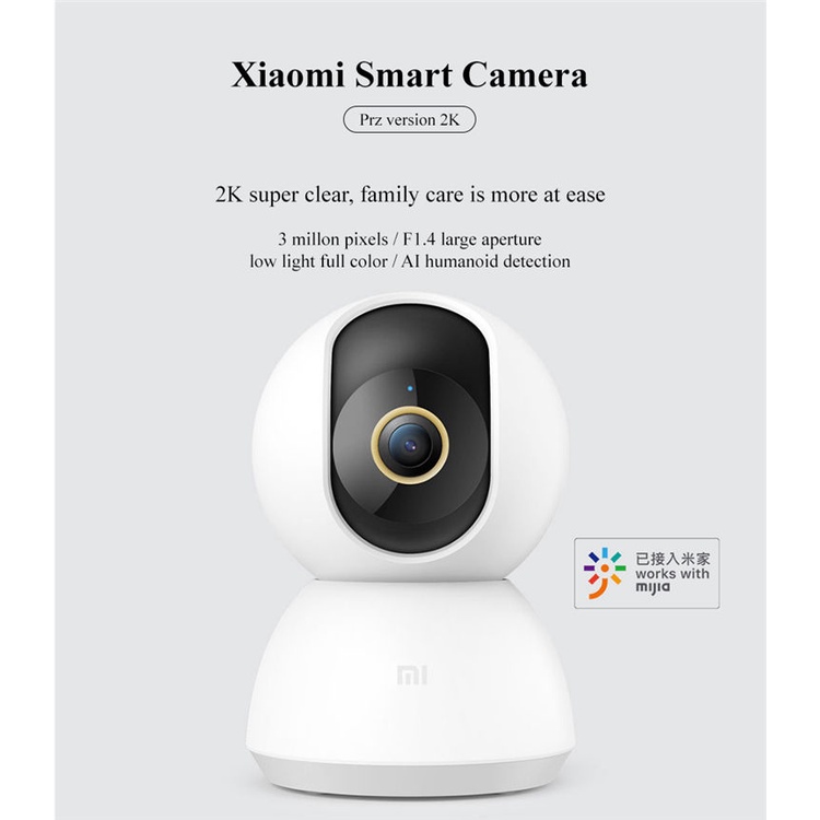 Camera wifi Xiaomi 2K-1296P siêu nét, xoay 360 độ, theo dõi chuyển động, hồng ngoại, đàm thoại 2 chiều