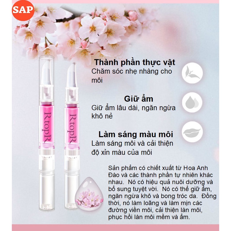 RtopR Tinh Chất Giúp Hồng Môi Hoa Anh Đào - Cherry Blossom Lip Serum Giúp Giảm Khô Nứt Nẻ Bong Tróc 3ml