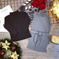Set váy maxi cổ lọ cho bé