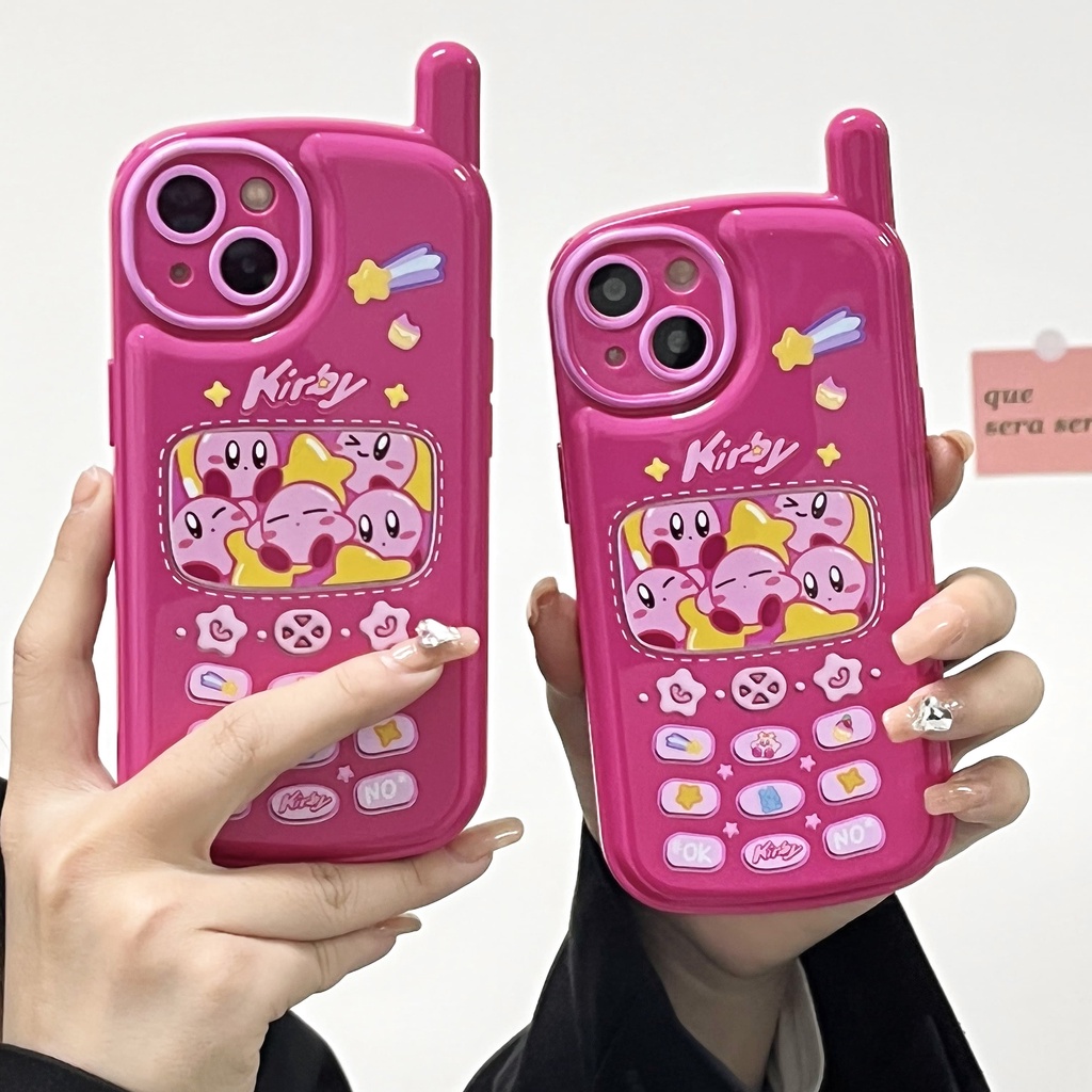 Ốp Điện Thoại Màu Hồng Họa Tiết Hoạt Hình Kirby Dễ Thương Thời Trang Chống Sốc