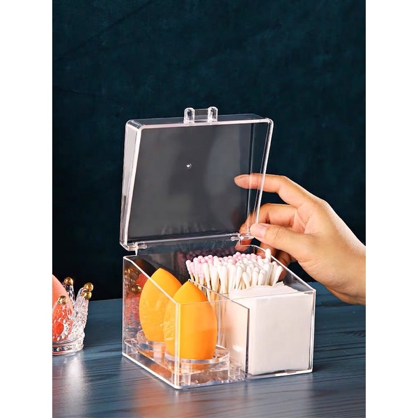 Hộp đựng tăm bông viền kim loại