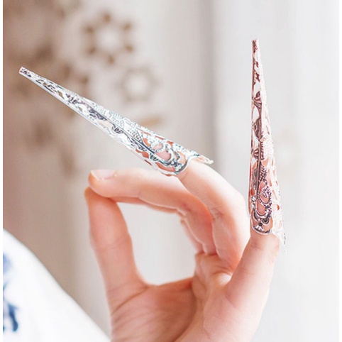 Set 5 Nhẫn Đeo Ngón Tay Hộ Giáp Bảo Vệ Móng Tay Cổ Trang Quý Phi Dùng Để Cosplay Hóa Trang Cổ Trang Hộ Chỉ 000324