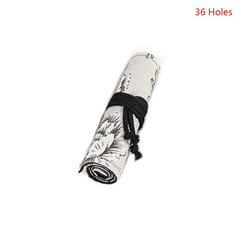 BTF Peony 12/24/36/48/72 Holes Canvas Roll Pen Curtain Pencil Bag Case Makeup Wrap Holder Storage Pouch School Supplies