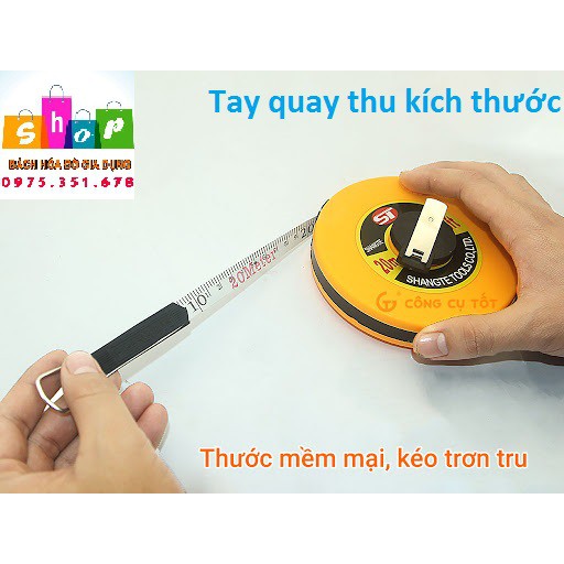 (Ảnh shop tự chụp)Thước dây vải, thước cuộn loại 50m, 30m, 20m có tay quay -Giadung24h