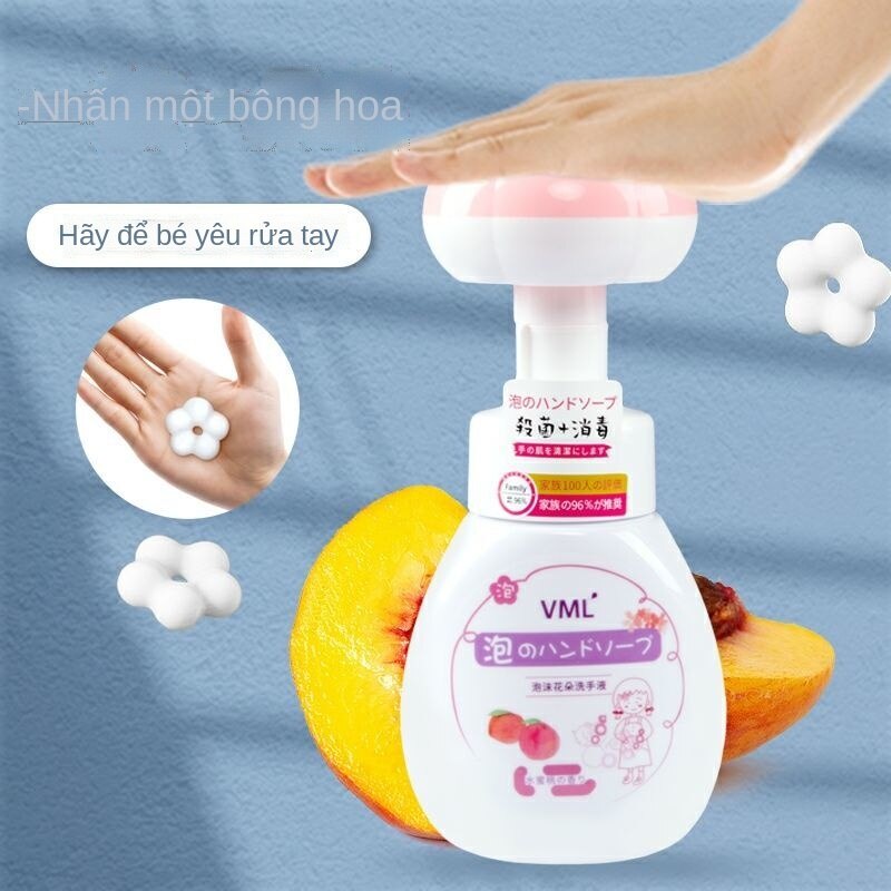 Nước rửa tay tạo bọt hoa VML của Nhật Bản Hương đào làm sạch kháng khuẩn bé học sinh và người lớn nhẹ nhàng nha