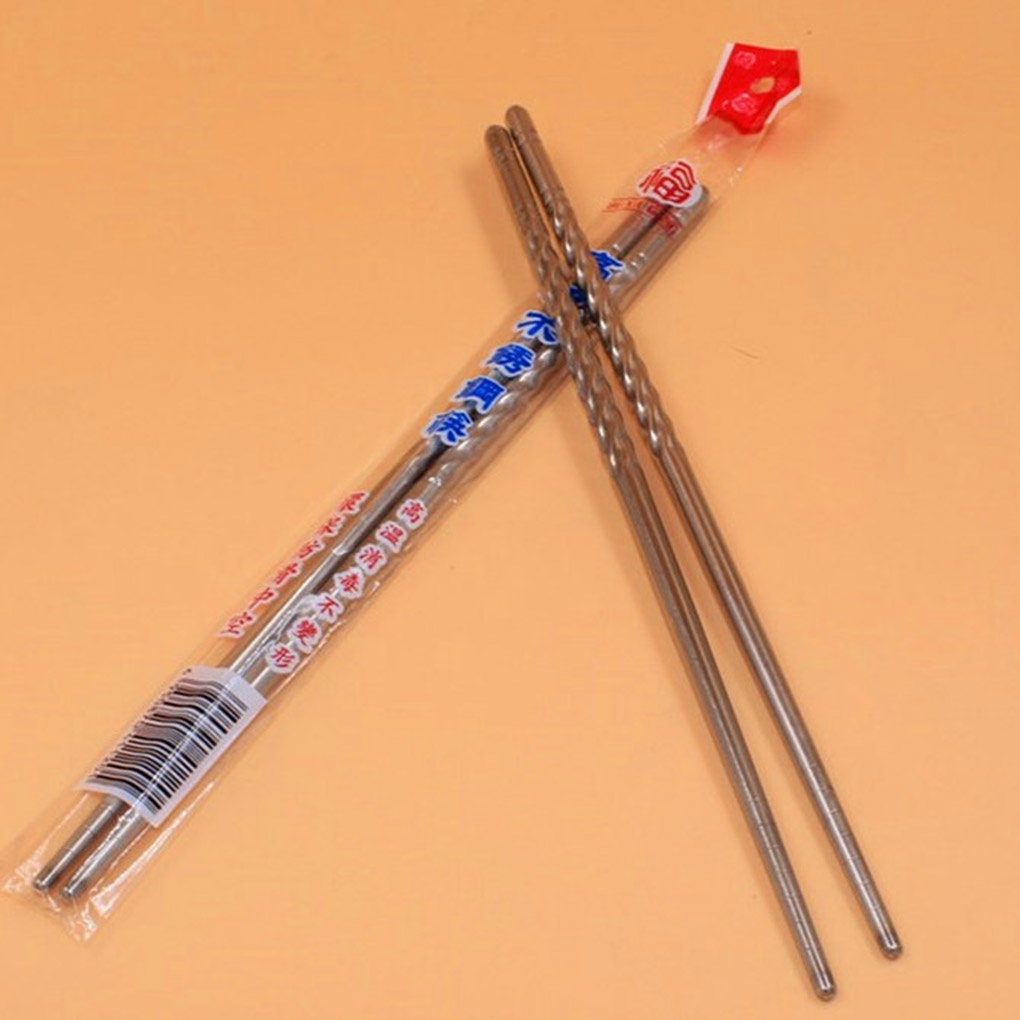 [CHOO] Stainless Steel Chopsticks Anti-skip Thread Food Stick Non-slip Home Kitchen Dinner Reusable Chopstick