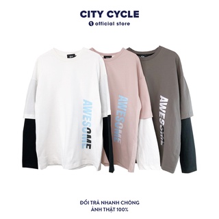 Áo thun nam nữ  phối Awesome City Cycle - Áo thun dài tay Unisex form rộng Local Brand