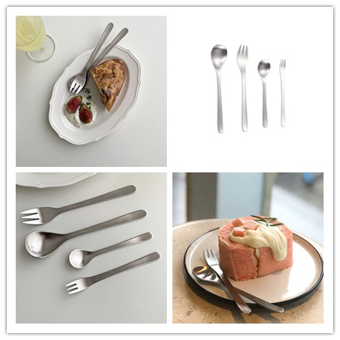 Muỗng Nĩa Ăn Tráng Miệng Bằng Thép Không Gỉ 304 Phong Cách Nhật Bản