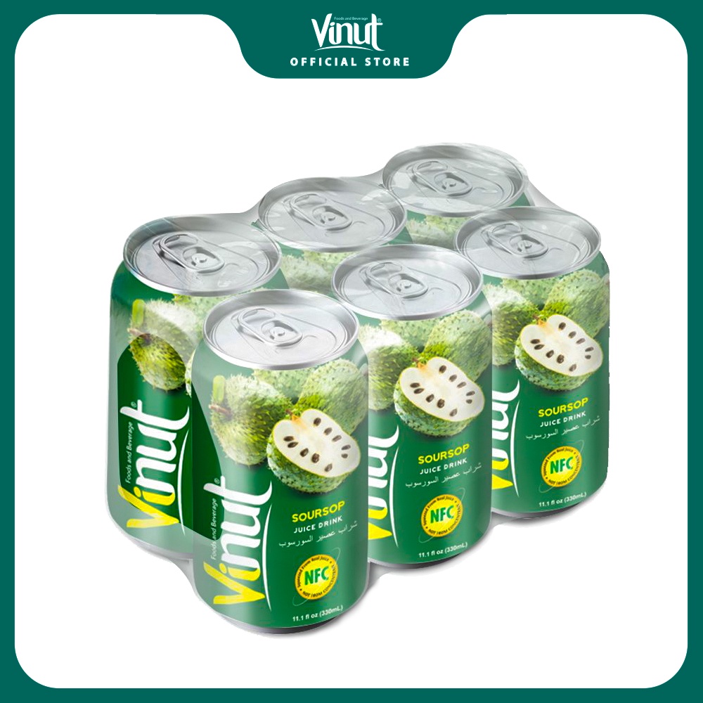 Lốc 06 Lon Nước Ép Mãng Cầu Vinut 330ml