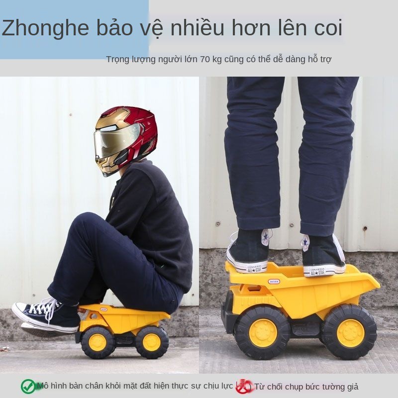 Xe ủi bãi lớn dành cho trẻ em máy xúc có thể ngồi trên bé trai đồ chơi 3 tuổi 6