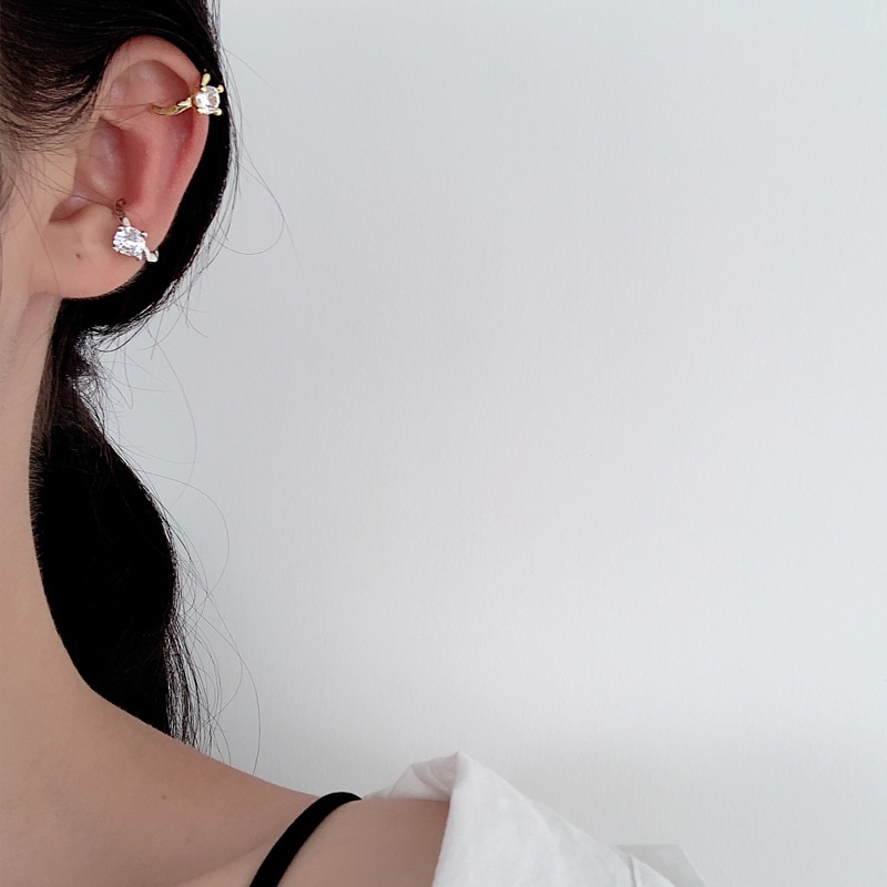 Khuyên Tai Mạ Bạc 925 Đính Đá Zircon Phong Cách Hàn Quốc Sang Trọng Cho Nữ