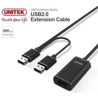 Cáp USB nối dài 20m có chíp khuếch đại + hỗ trợ nguồn UNITEK Y279