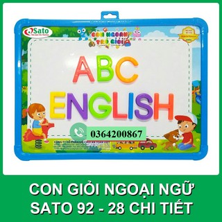 Bộ bảng từ + chữ in hoa có nam châm CON GIỎI NGOẠI NGỮ 28 chi tiết (Sato92)