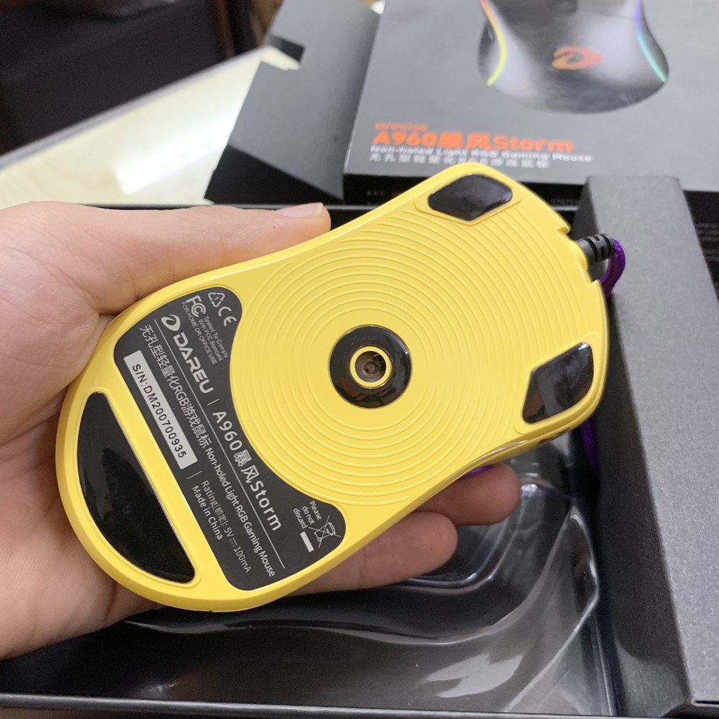 Chuột Gaming Dareu A960 YELLOW - Siêu nhẹ 65 gam (PixArt PMW3389, DPI 16000)