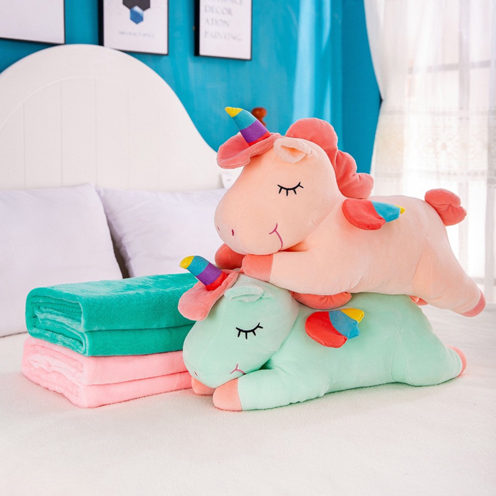 Bộ chăn gối kì lân 3 trong 1 - gối mền ngựa pony Màu Vàng,Xanh, Hồng dành cho bé yêu - Mền Cầu Vồng, Mền Trơn