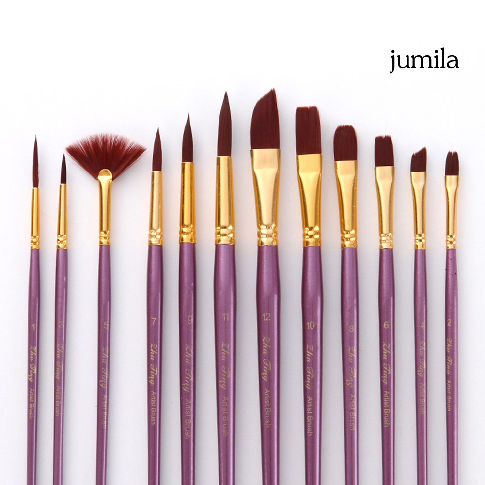 Set 12 Cọ Vẽ Màu Nước Kèm Túi Đựng Dành Cho Họa Sĩ