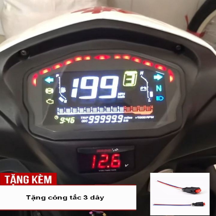 Đồng hồ điện tử màn hình LCD gắn xe DUCATI siêu ấn tượng - TẶNG NGAY CÔNG TẮC 3 DÂY CHUYỂN ĐỔI -  S2098