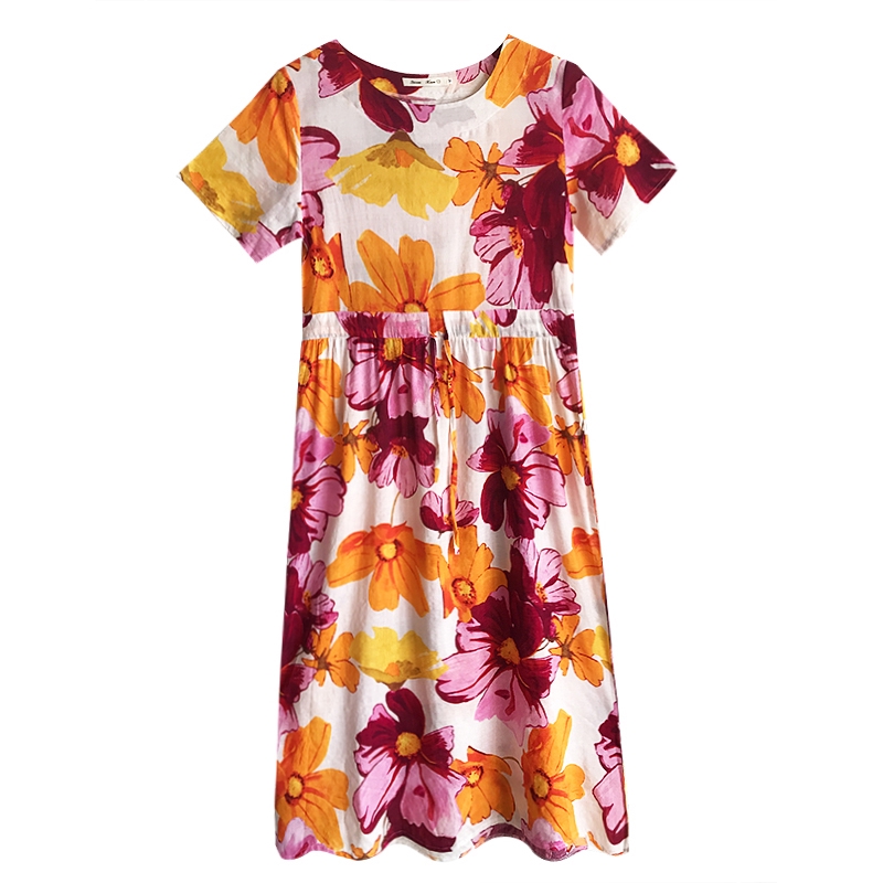 Đầm Cotton Lanh Mỏng Dáng Rộng In Hoa Cổ Điển Mới Chất Lượng Cao | BigBuy360 - bigbuy360.vn