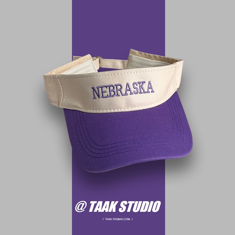 Mũ lưỡi trai hở chóp chống nắng thêu chữ màu đỏ hồng phong cách thể thao mùa hè dành cho nữ