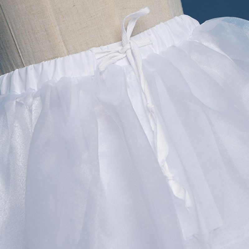 Đầm Cưới Nhún Bèo 3 Vòng Màu Trơn Có Thể Điều Chỉnh Độ Dài Phong Cách Lolita