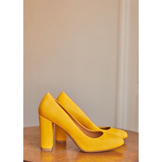 Giày cao gót nữ da lộn mũi tròn gót thô siêu xinh, 3 màu full size, GI1, Oula Store