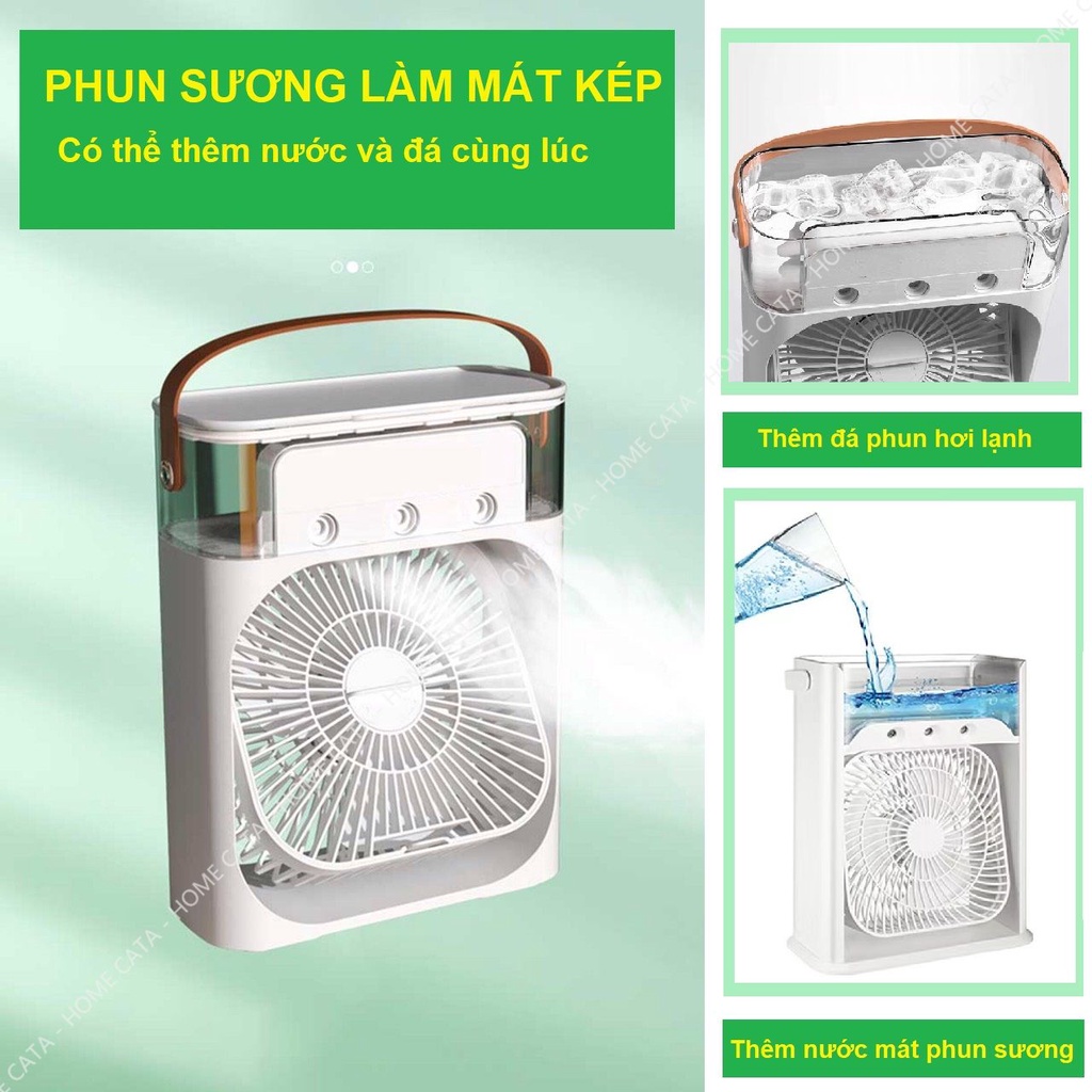 Quạt Đá Điều Hòa Hơi Nước Mini Để Bàn - Quạt Điều Hòa Mini Có Khay Chứa Đá