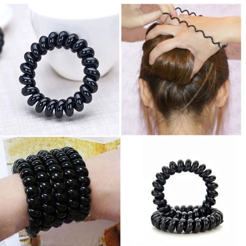 Dây Cột Tóc Cao Su Co Giãn Dạng Xoắn Nhiều Màu Cho Nữ