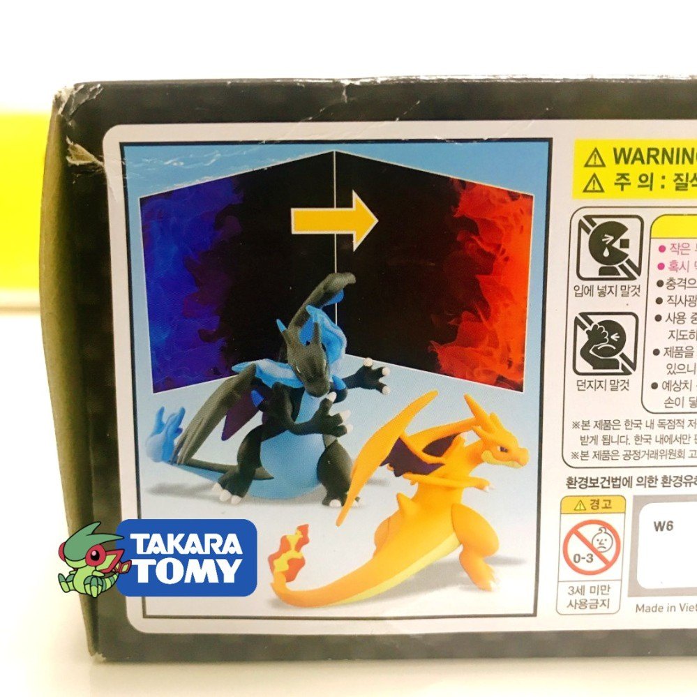 [Set có background] Mô hình Pokemon Mega Charizard X &amp; Mega Charizard Y Attack Takara TOMY (Hiếm) Super Size - Moncolle
