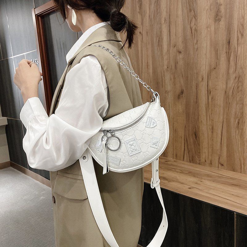 Túi chéo ngực đeo một bên vai phối chuỗi xích vintage thời trang phong cách nước ngoài