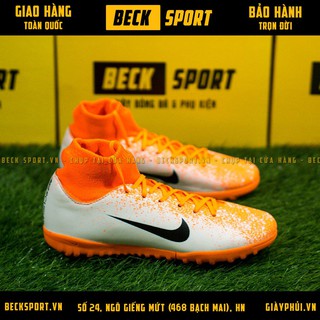 Giày Bóng Đá Mercurial Superfly Academy Trắng Cam Đế Cam Cao Cổ TF