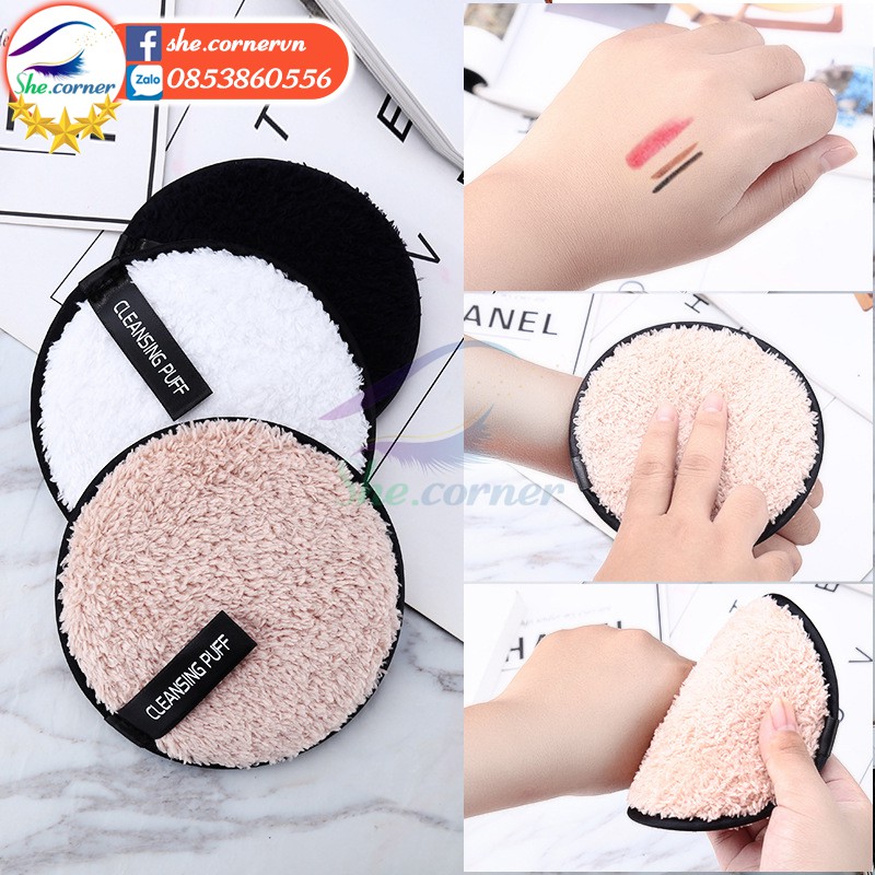 Bông tẩy trang 2 mặt loại bỏ lớp makeup và làm sạch da Cleaning Puff Facial Puff M114