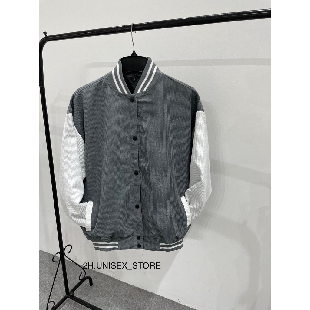 ÁO KHOÁC BOMBER UNISEX NAM NỮ CHẤT NHUNG TĂM  PHỐI 2 MÀU FORM OVERSIZE THỜI TRANG 2H.UNISEX_STORE