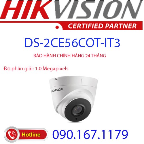 Camera HD-TVI Dome hồng ngoại 1.0 Megapixel HIKVISION DS-2CE56C0T-IT3