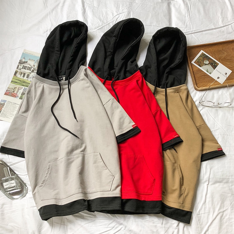 Áo hoodie tay ngắn năng động thời trang trẻ trung cá tính dành cho nam | BigBuy360 - bigbuy360.vn